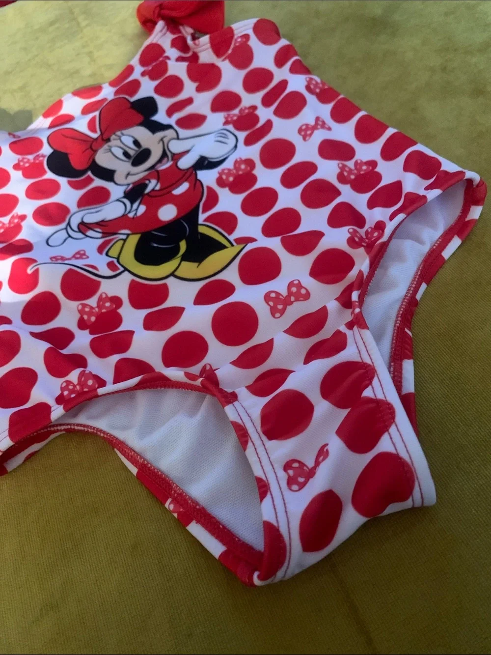 Disney Girls Red & White Minnie Mouse One-Piece Swimsuit with Bow